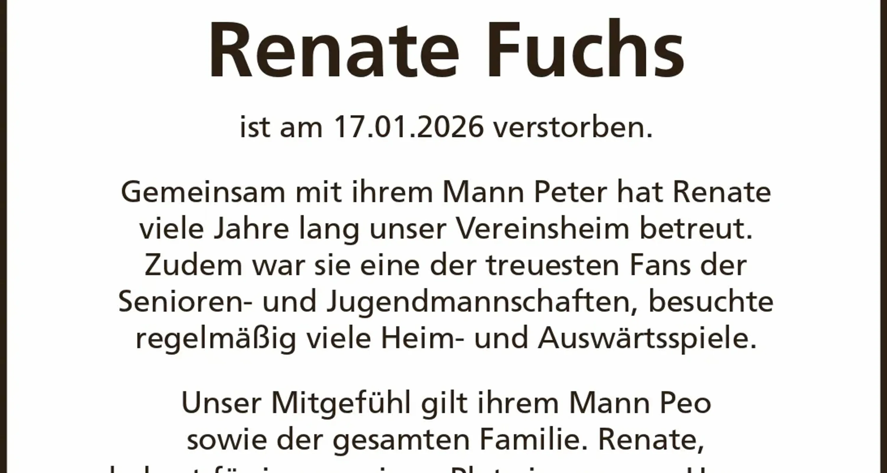 Nachruf: Renate Fuchs