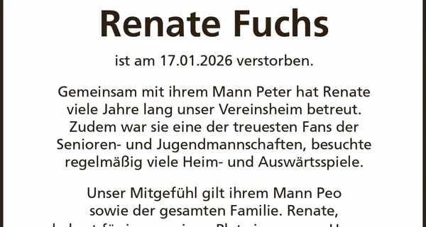 Nachruf: Renate Fuchs