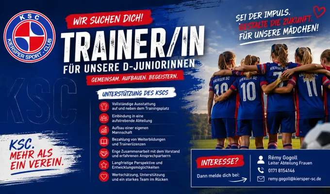 KSC sucht Trainer/in für D-Juniorinnen
